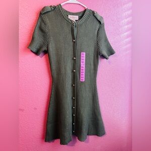 French Connection Green Ribbed Dress